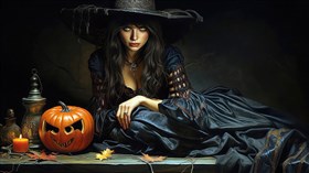 Katherine Carving a Pumpkin