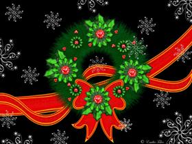 Christmas wreath on black background