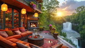 Dream House Waterfall Sunset