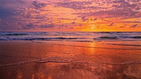 Cloudy Sunset Ocean Waves