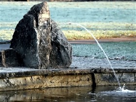 old pond rock fountain