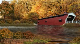 Covered Bridge In Autumn LV