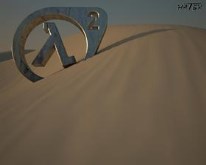 half life 2 logo in the desert