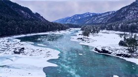 Snowy Mountain Frozen River