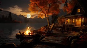 Serene Night Autumn Lakeside