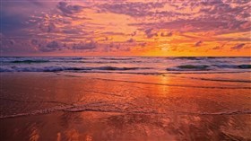 Cloudy Sunset Ocean Waves