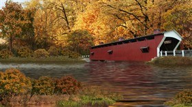 Covered Bridge In Autumn LV