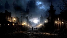 A dusty Western town