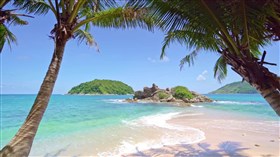 Tropical Beach Split Waves
