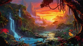 4K Jungle River Falls