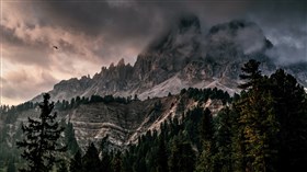 Mountain with Dark Clouds and Ice