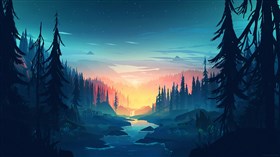 Sunset in the Forest
