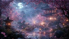 a misty Japanese garden 