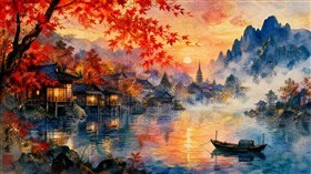A watercolor scene