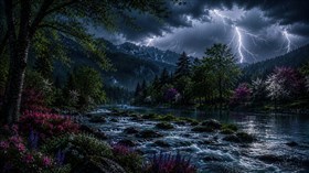 4K River Lightning