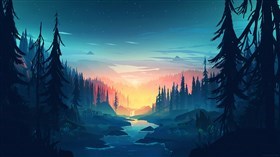Sunset in the Forest